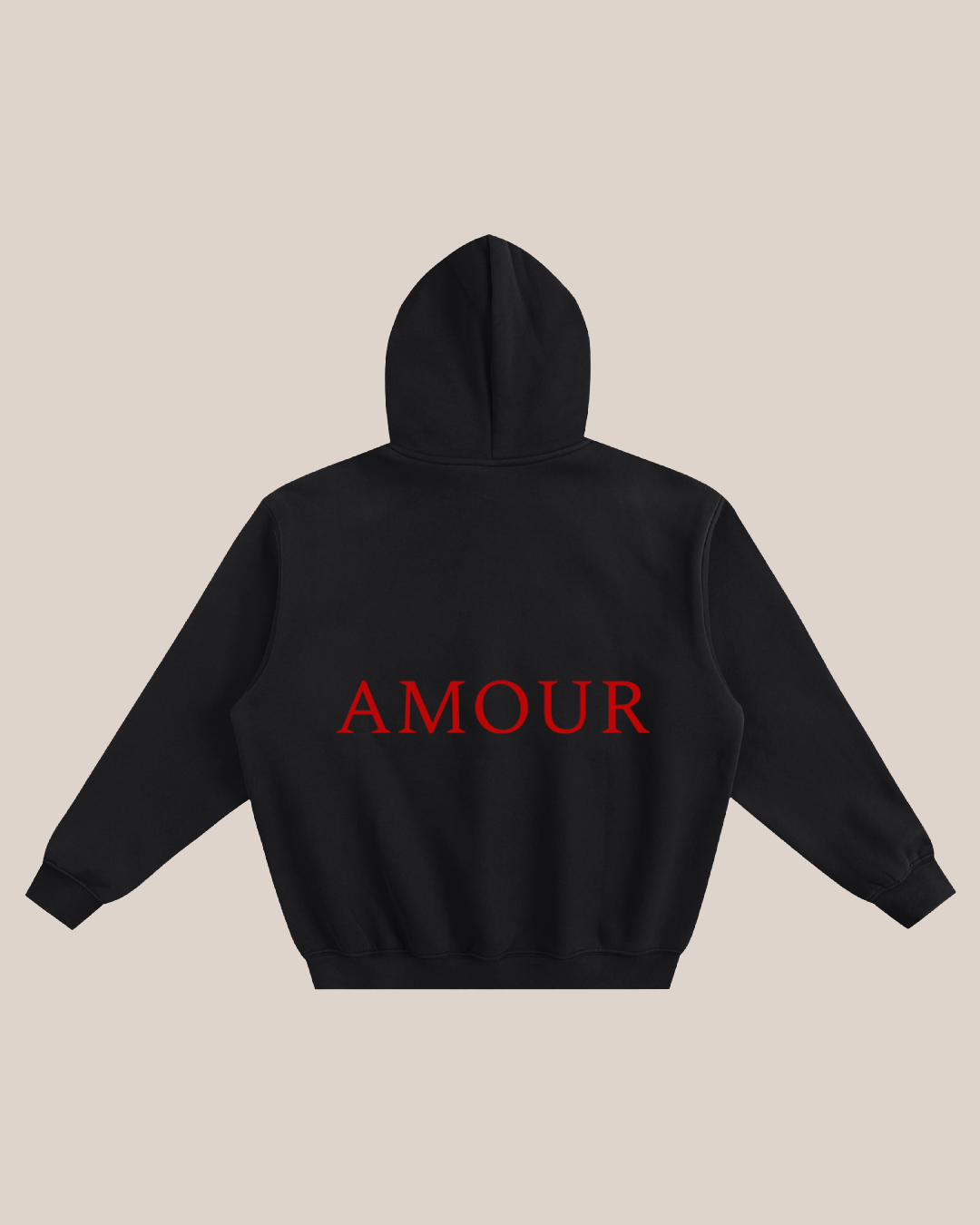 BLACK AMOUR SIGNATURE BACK FLEECED HOODIE