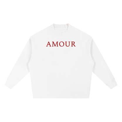White Knitted Signature AMOUR Oversize Sweatshirt
