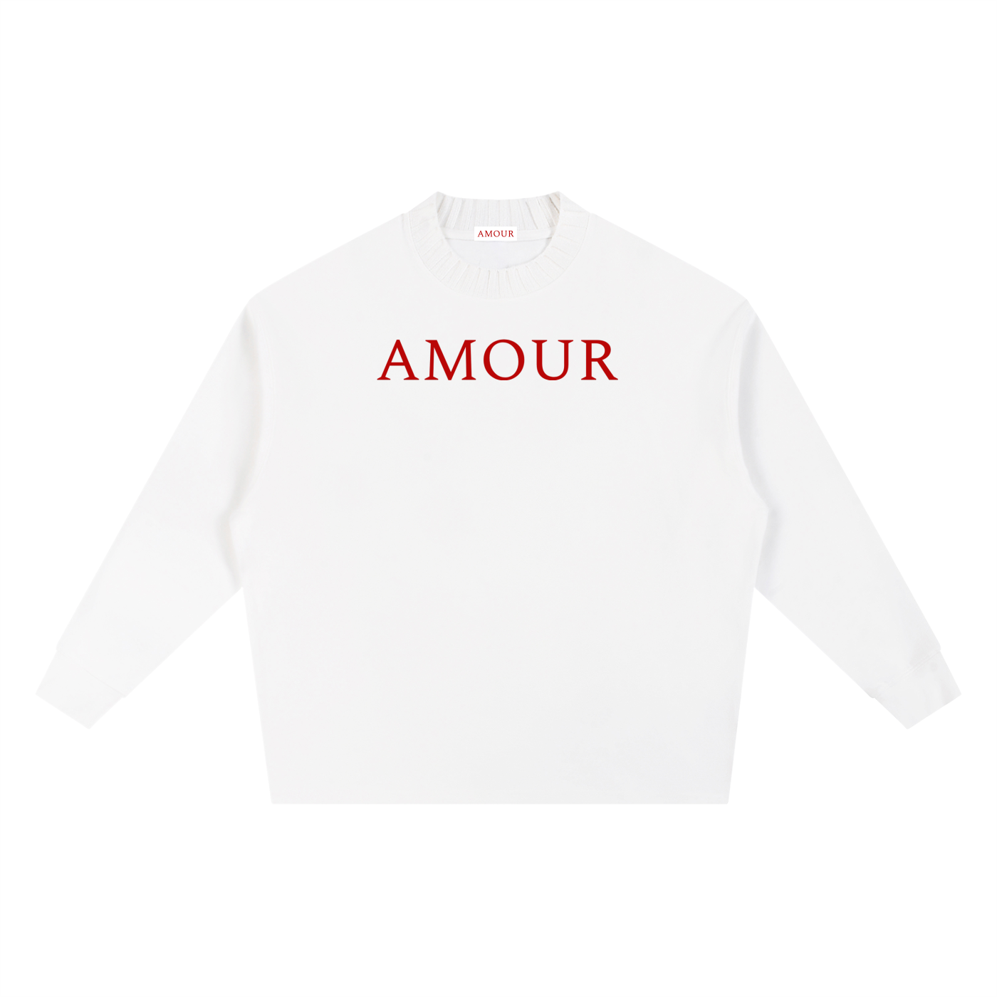 White Knitted Signature AMOUR Oversize Sweatshirt