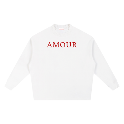 White Knitted Signature AMOUR Oversize Sweatshirt