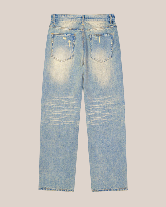 BLUE RAW HEM DENIM JEANS