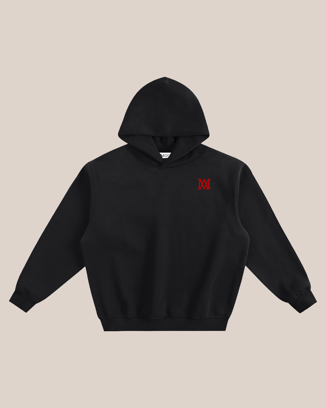 BLACK AMOUR FLEECED HOODIE