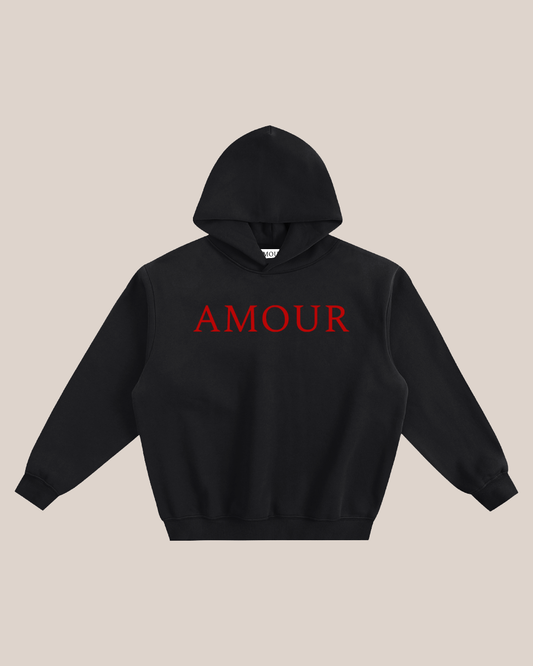 BLACK AMOUR SIGNATURE FLEECED HOODIE