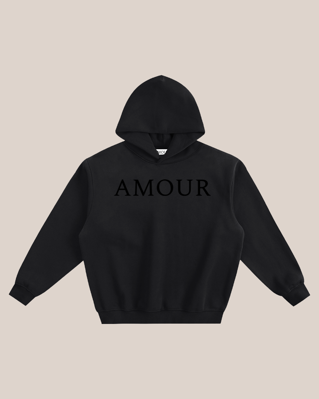 BLACK AMOUR SIGNATURE FLEECED HOODIE