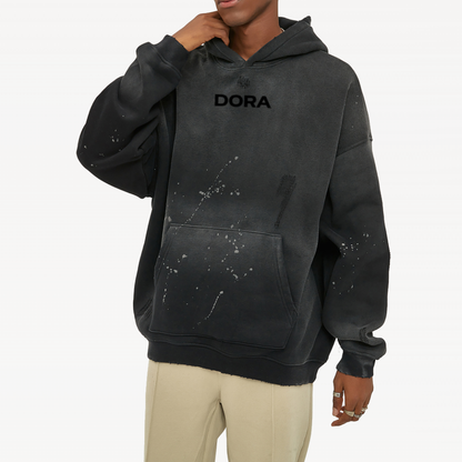 Vintage Wash Frayed Fleece Hoodie