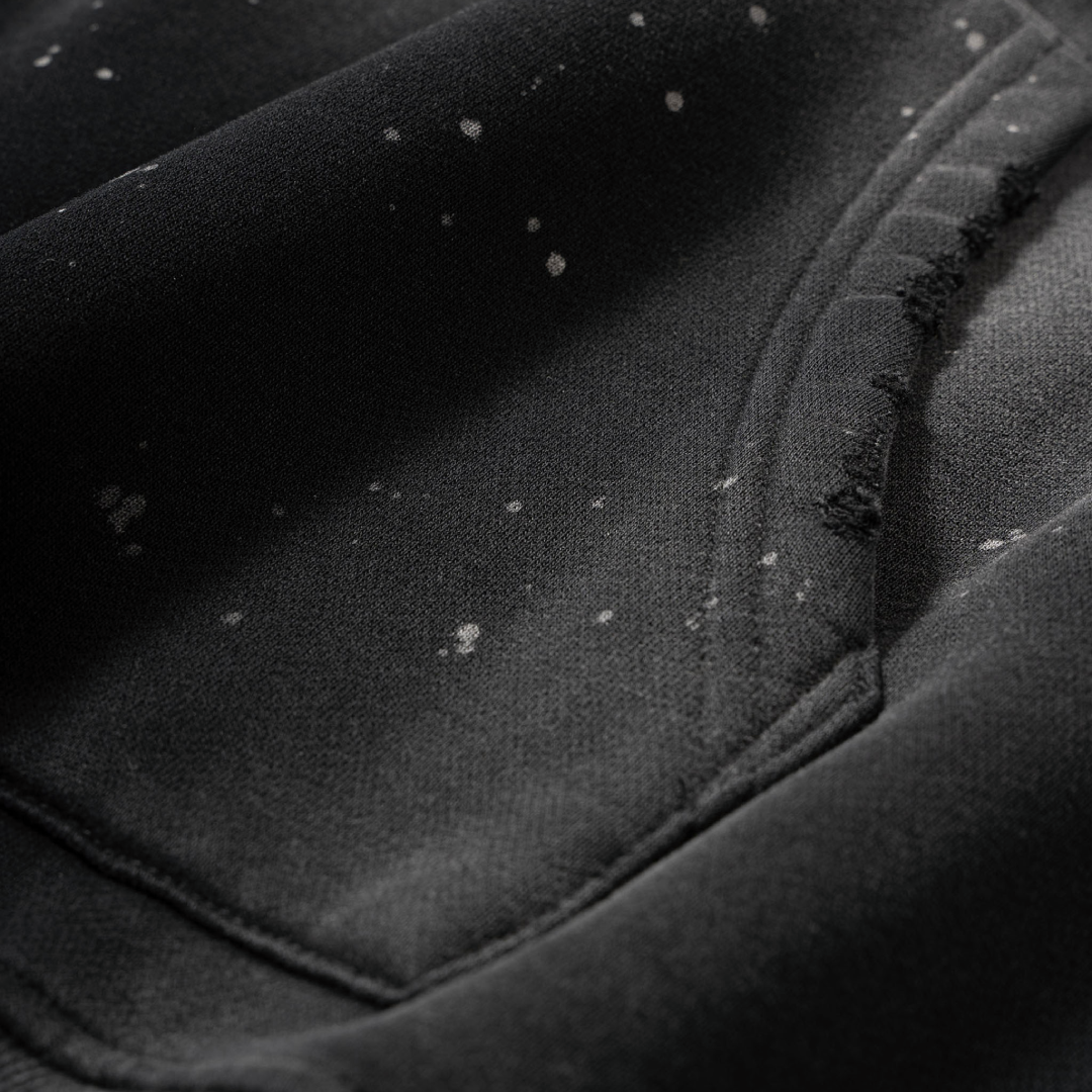 Vintage Wash Frayed Fleece Hoodie