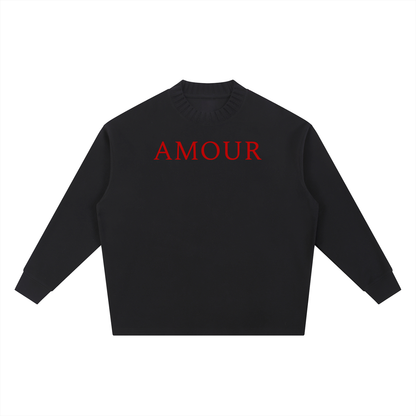 Black Knitted Signature AMOUR Oversize Sweatshirt