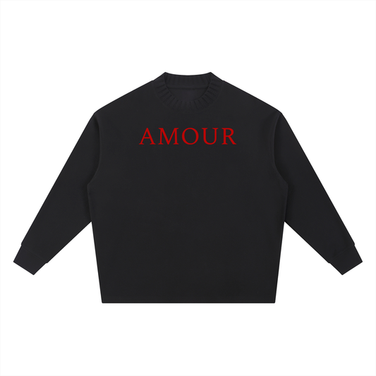 Black Knitted Signature AMOUR Oversize Sweatshirt